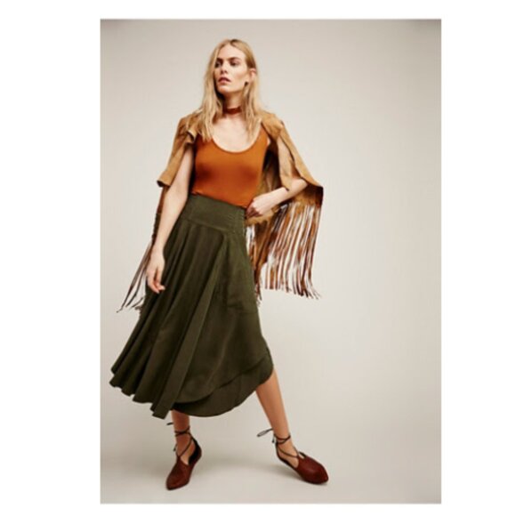 NWOT Free People - Free Falling Military Skirt (Deep Olive, Size 8) - Picture 1 of 6